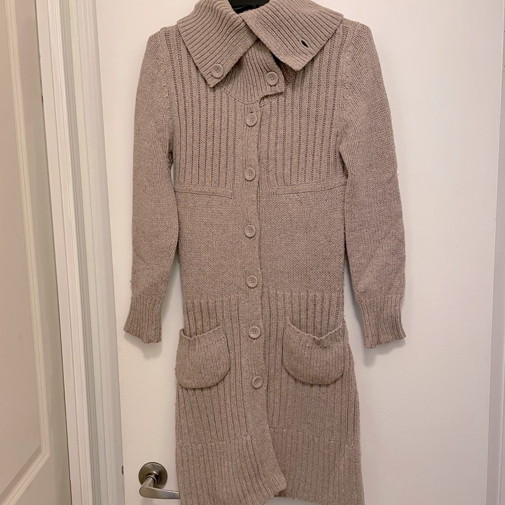 COPY - Mango beige tan cream long fitted cardigan size M